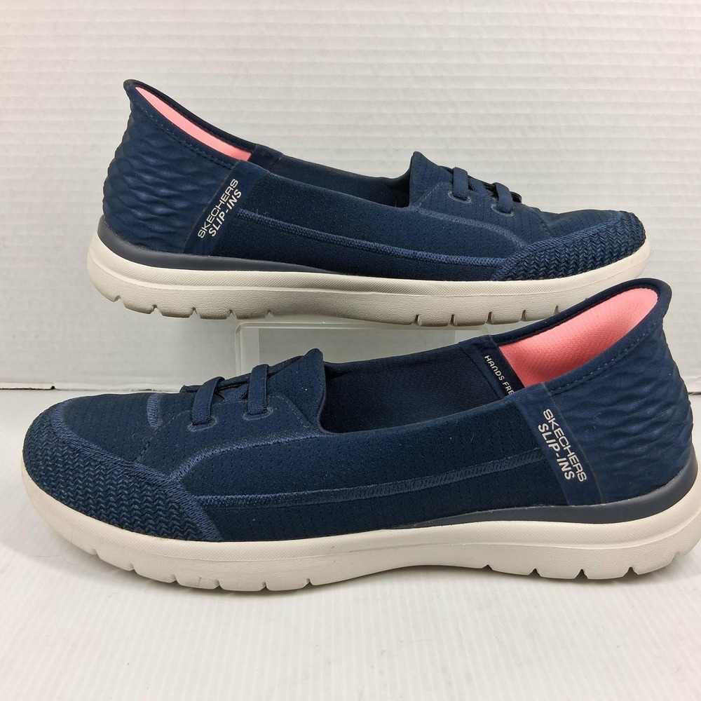Skechers Slip-ins On-the-Go Navy Pink Walking Shoes 136543 Womens 10